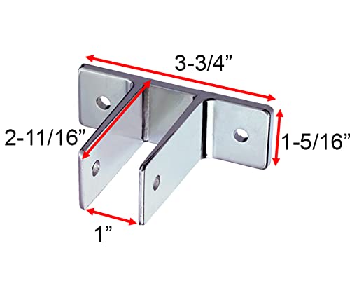 Harris Hardware Two Polished Chrome Die Cast Zamac Two Ear Brackets  4 Alcove Clips and 1 'U' Bracket for 1 in. Panels with Fasteners - Image 4